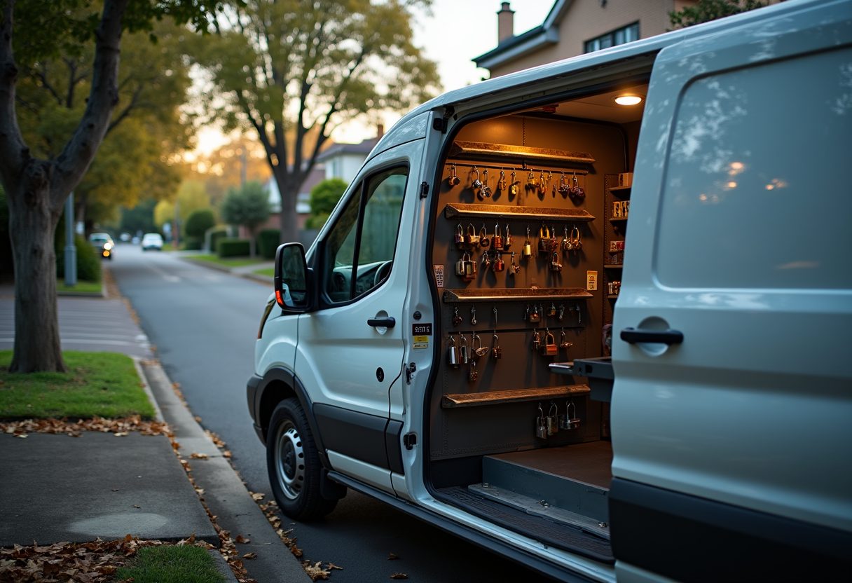 Locksmith van on a leafy North Shore street — Baulkham Hills